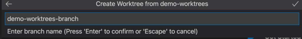 GitLens Worktree Create Worktree from... drop down menu