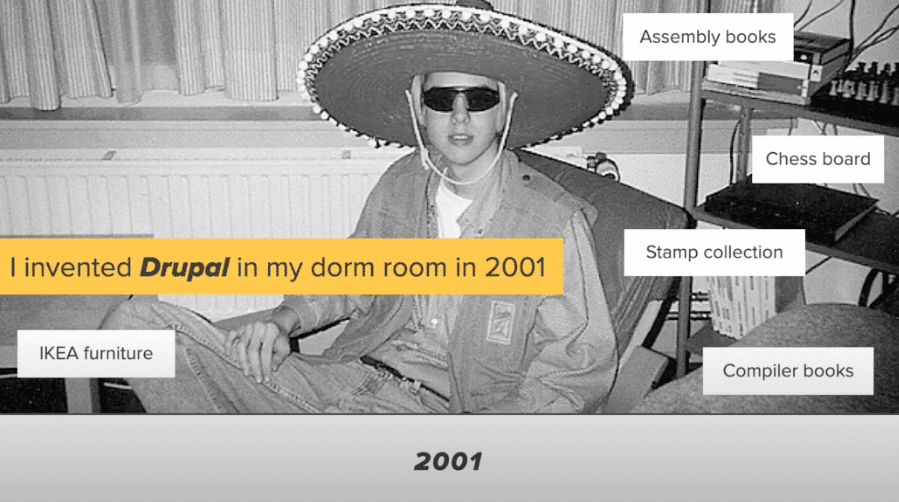 Dries Buytaert in his dorm room in 2001